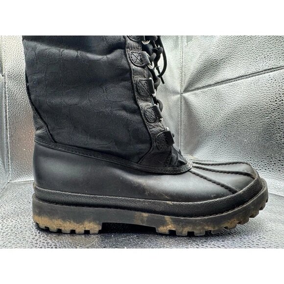 Coach Laura Women's Black Leather Lace Up Duck Boots Size 7B - Picture 4 of 9